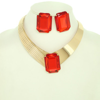 EMERALD CUT CRYSTAL COLLAR NECKLACE SET